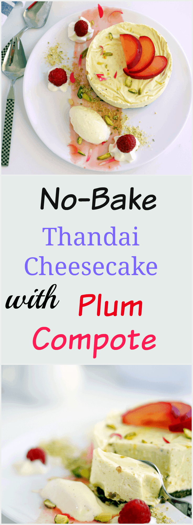 no-bake-thandai-cheesecake-with-plum-compote fusion dessert for holi using thandai masala indian dessert indian sweet