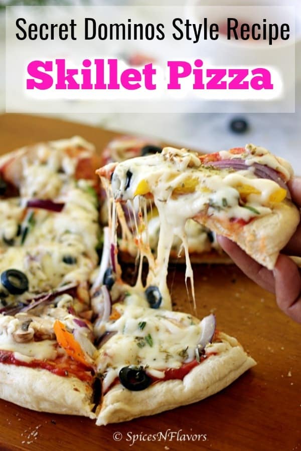 pin image of tawa pizza recipe or skillet pizza