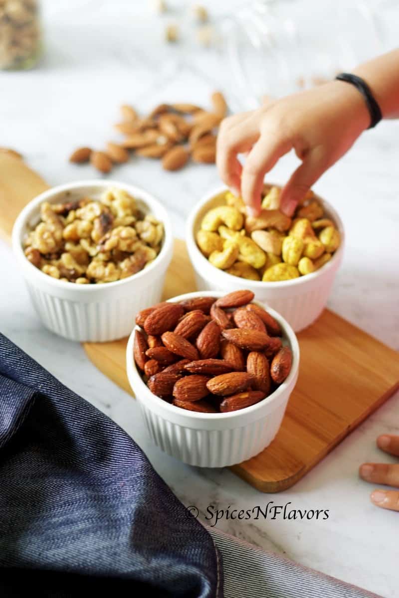 spiced roasted nuts in microwave microwave nuts how to roast nuts in microwave spicy cashewnuts roasted nuts microwave snacks #kidfriendly #travelfriendly #travelfriendlysnacks #holidayspecial #christmas #diwali #indianspices #spiced #roastednuts #foodphotography roasted nuts photography 