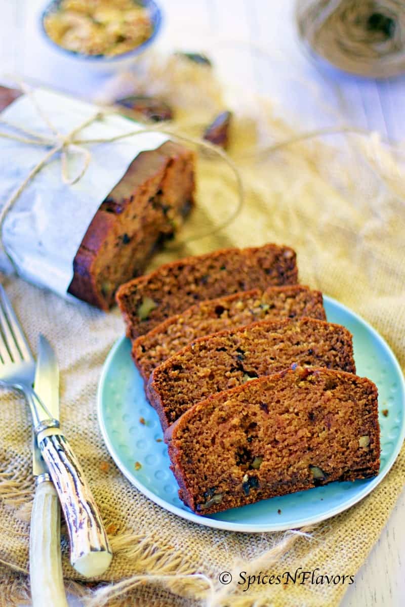 eggless dates and walnut loaf cake dates and walnut cake, healthy eggless cake, no sugar cake, dates and walnut loaf cake, loaf cake photography eggless loaf cake tea time cakes diabetic friendly cake whole wheat cake