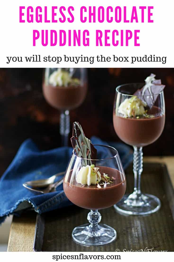 pin image of eggless chocolate pudding 
