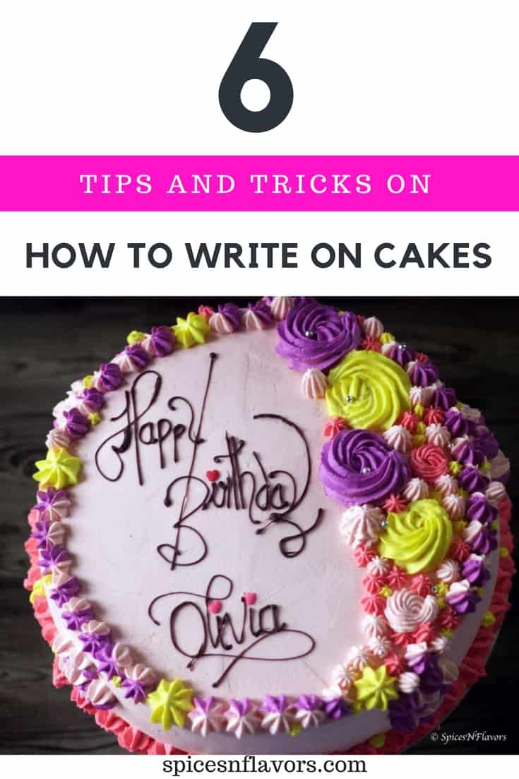 pin image of how to write on cakes