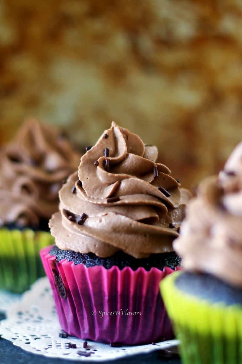 straight view of vegan chocolate cupcakes