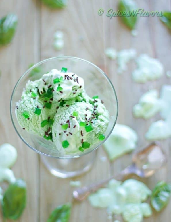 4 ingredient no churn Basil IceCream Spices N Flavors