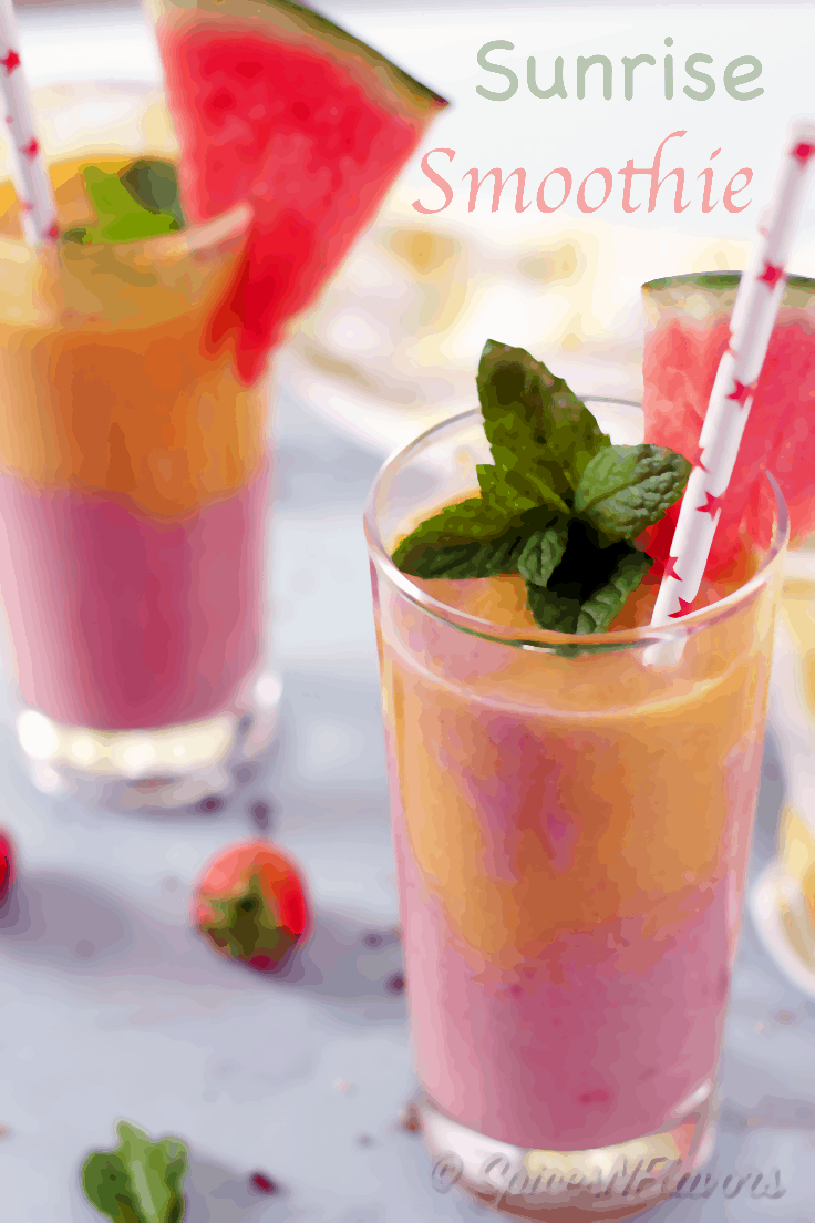 Watermelon Peach and Ginger Sunrise Smoothie - Spices N Flavors