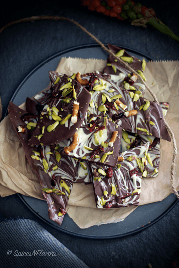 DIY Homemade Pistachio and Pretzel Chocolate Barks Spices N Flavors