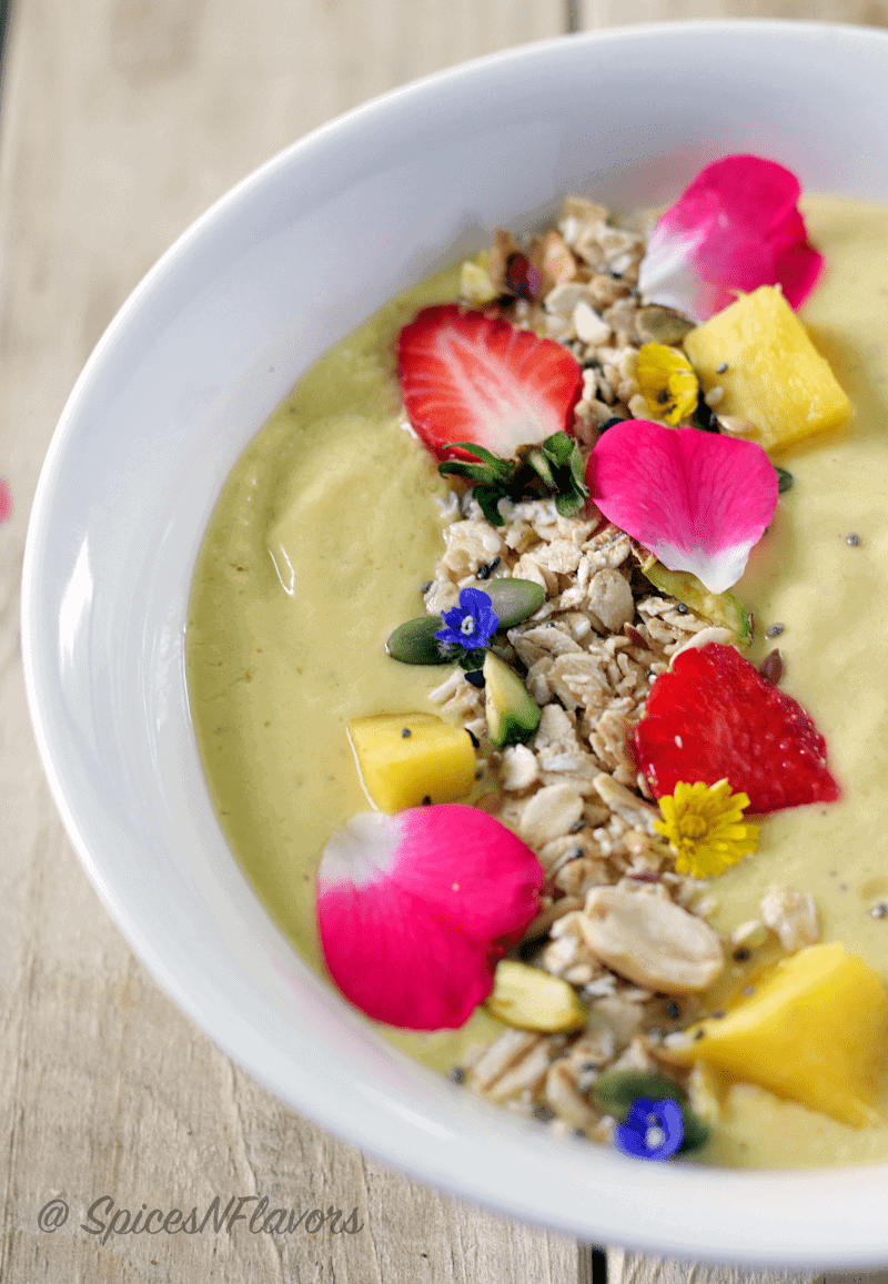 Protein Enriched Turmeric Pina Colada Smoothie Bowl - Spices N Flavors