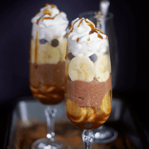 caramel banana and cottage cheese parfaits