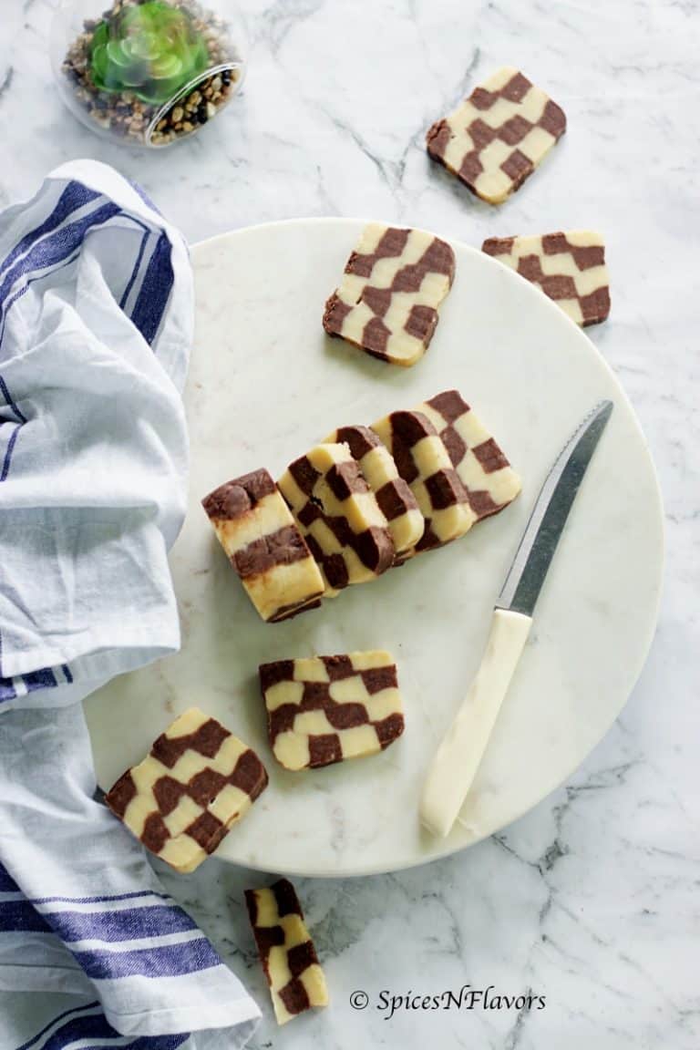 Eggless Checkerboard Cookies in a Pressure Cooker Spices N Flavors