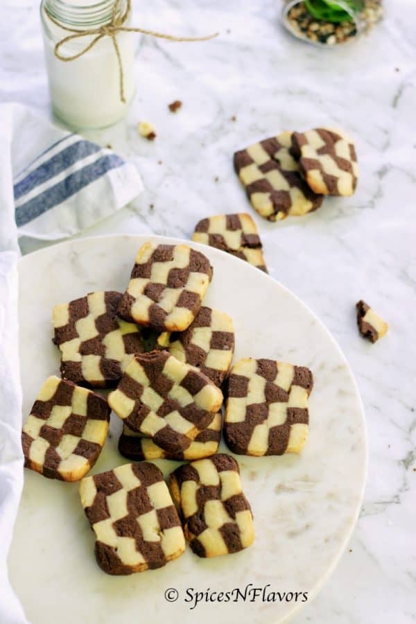 Eggless Checkerboard Cookies in a Pressure Cooker Spices N Flavors