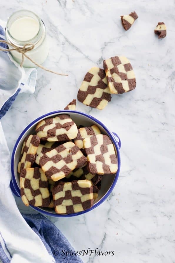 Eggless Checkerboard Cookies in a Pressure Cooker Spices N Flavors