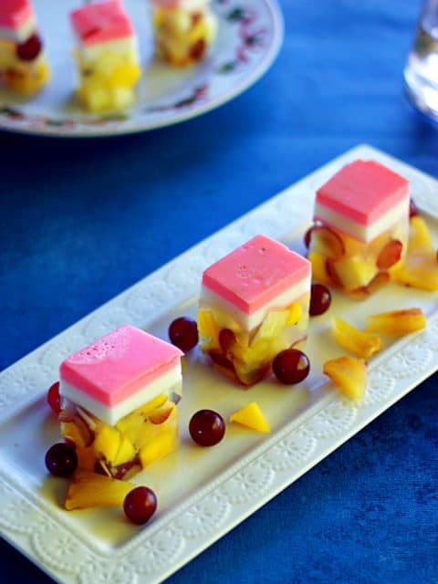 Rose Milk Fruit Cake Agar Agar Fruit Cake