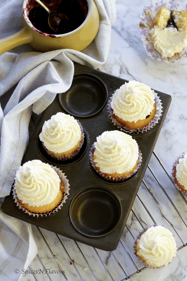 Vanilla Cupcakes with Blueberry filling Pressure cooker and oven
