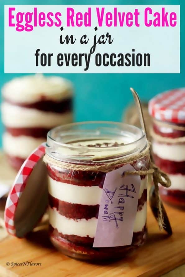 Eggless Red Velvet Cake in a Jar Diwali Special Spices
