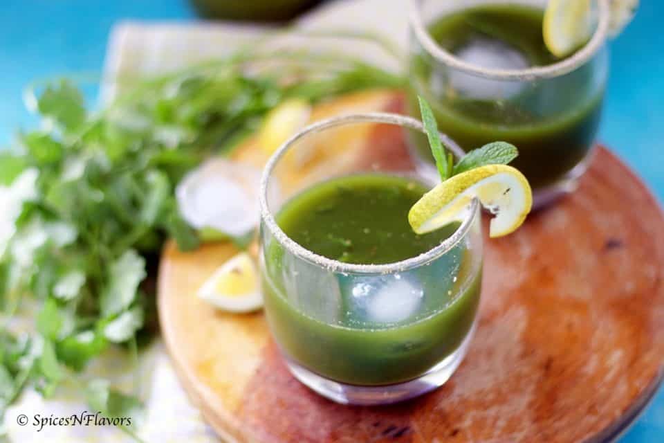 Coriander Mint Juice Healthy Diwali Detox Drink Spices N Flavors