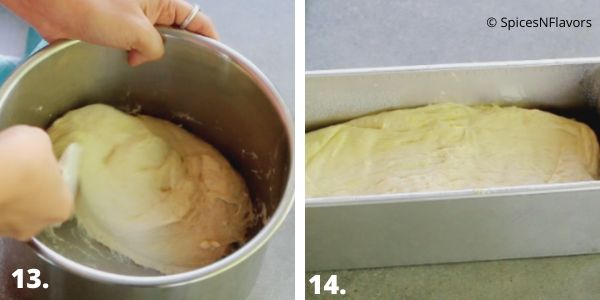 shaping the bread dough