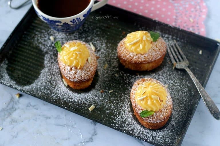 Lemon Friands with Lemon Curd | Basic Friand Recipe - Spices N Flavors