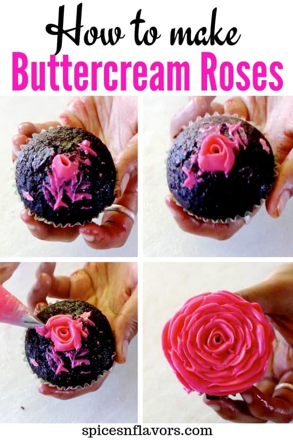 Tutorial de rosas de buttercream del post de flores de buttercream