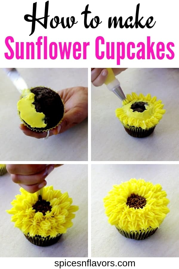 come fare cupcake girasole tutorial pittorico di fiori di crema di burro