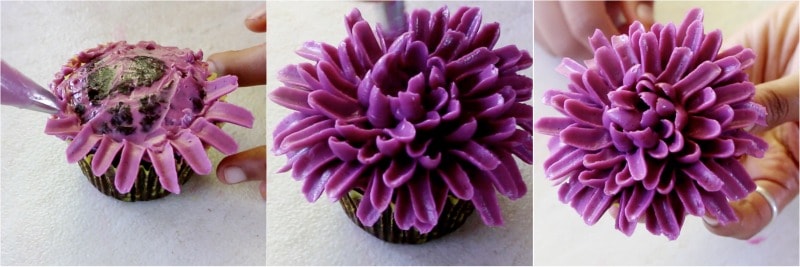 tutorial pictórico dahlia de flores de creme de manteiga