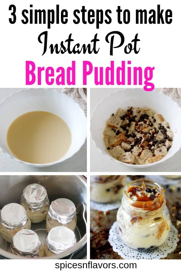 pin image of instant pot bread pudding