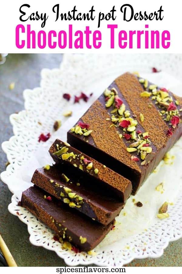 pin image of instant pot chocolate terrine