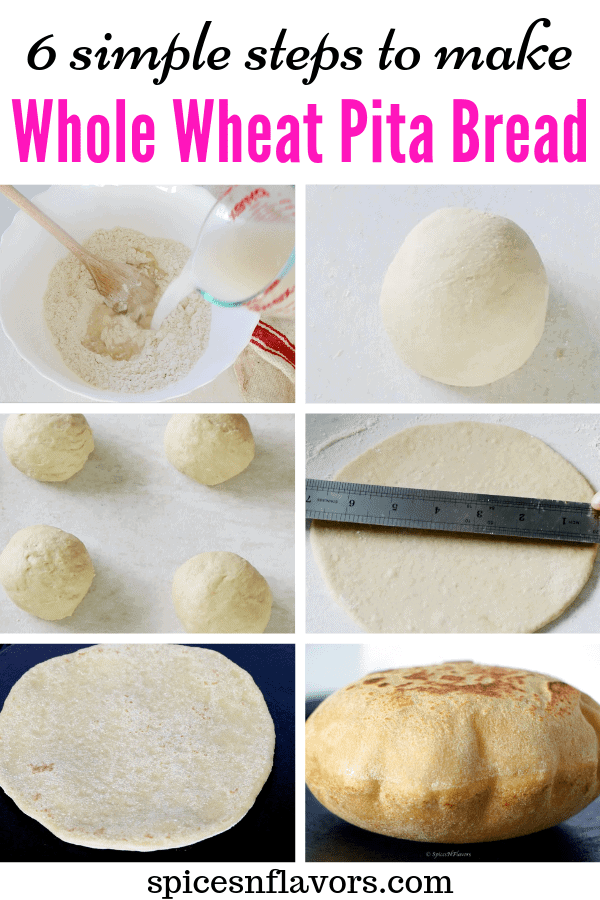 pin image of instant pot whole wheat pita bread