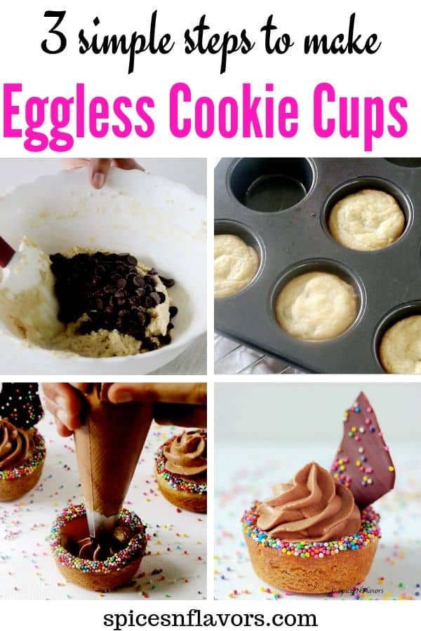 pin image of Eggless Chocolate Chip Cookie Cups