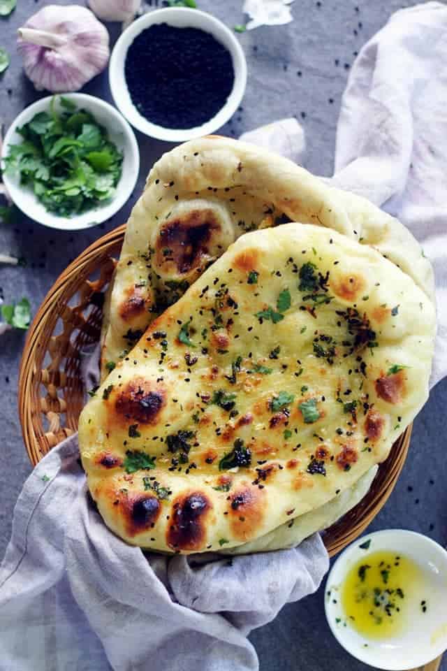 overhead shot of the naans