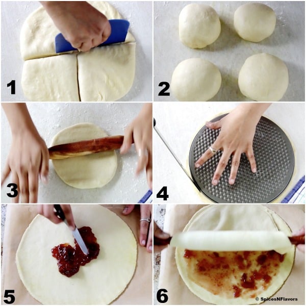 shaping the bread dough steps 1 to 6 