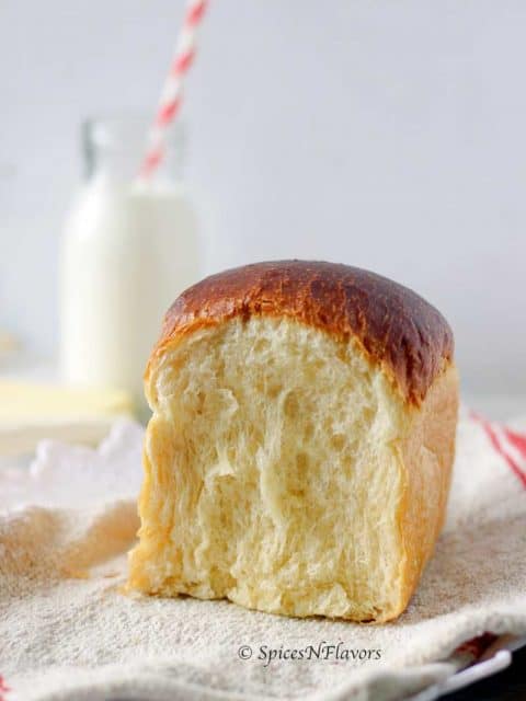 milk bread showing its internal structure