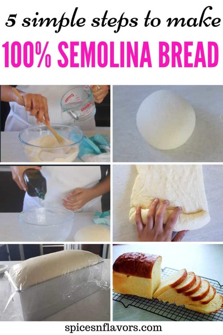 pin image of semolina bread recipe