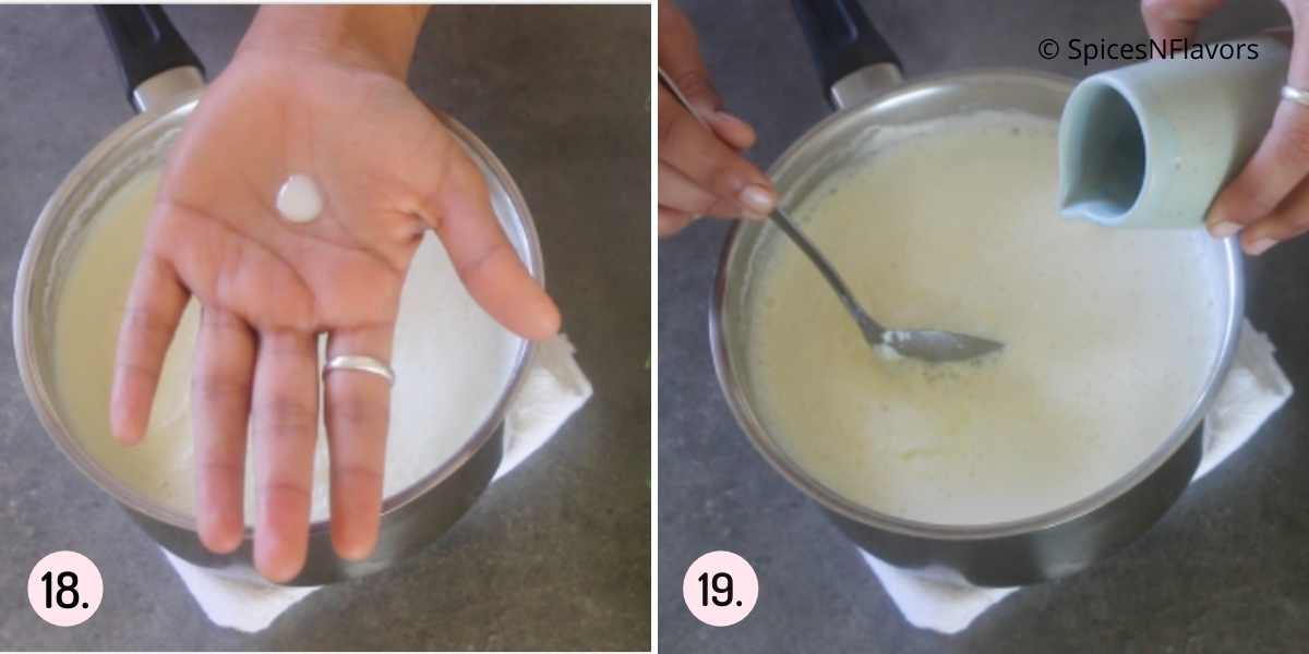 collage of steps showing how and when to curdle the milk