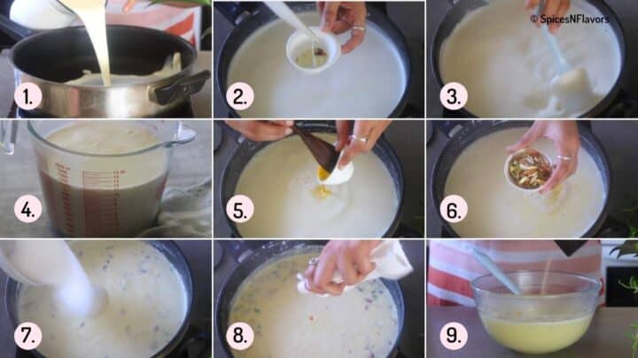 a collage of steps for preparing the ras for rasmalai