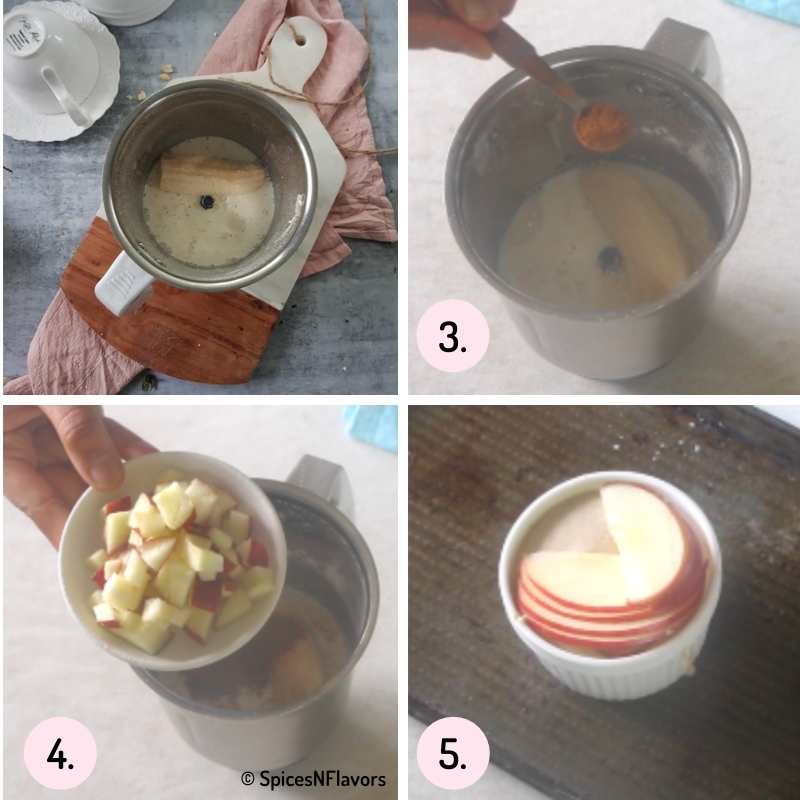 collage of steps to explain how to make apple cinnamon oatmeal
