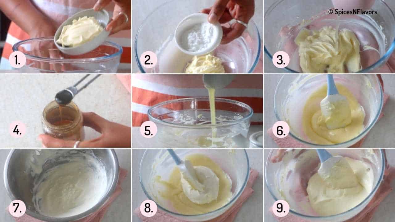 collage of steps explaining how to make no bake cheesecake at home