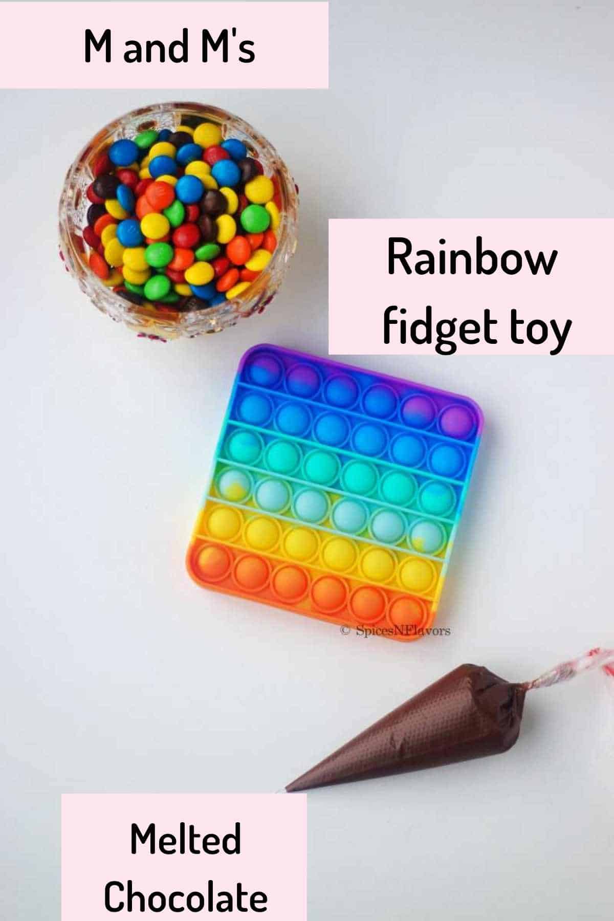 Things needed to make the Chocolate Pop it using the Rainbow Pop it Fidget Toy