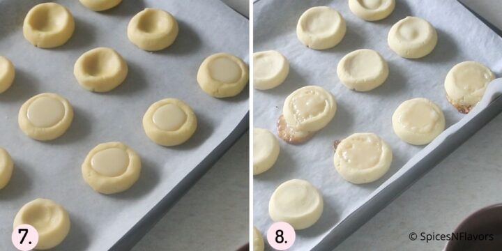 collage of steps explaining how to fill the cookie dough
