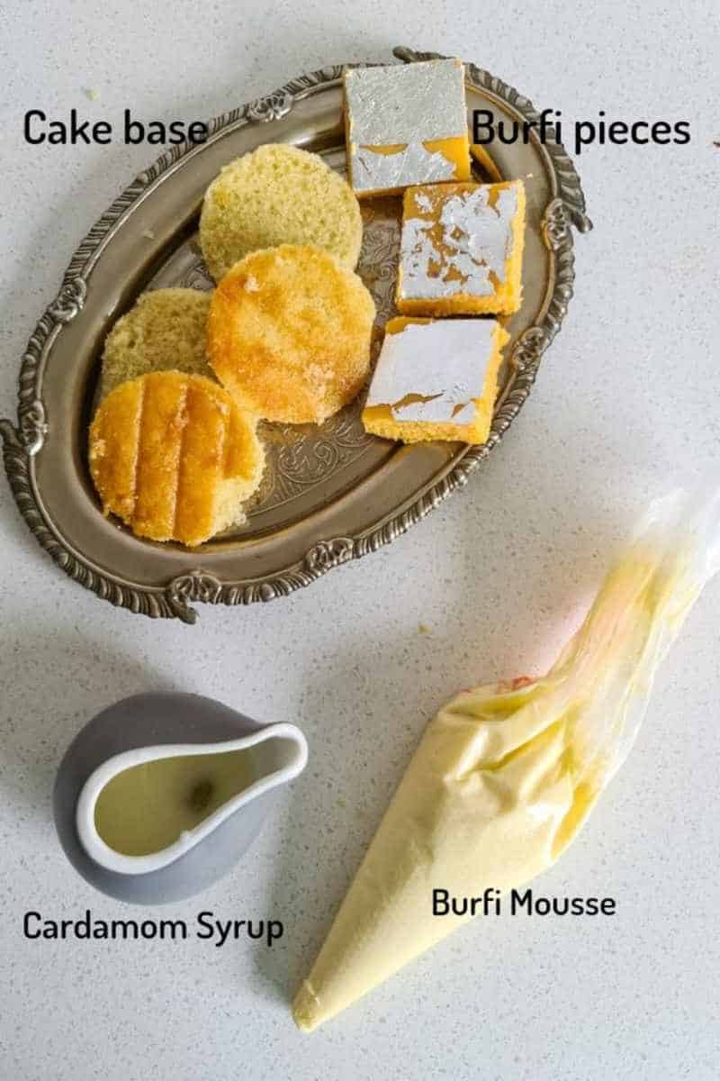 things needed to make the cake is arranged neatly 