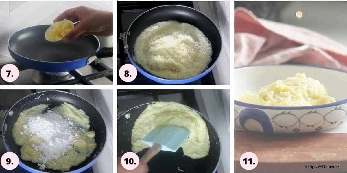 collage of steps showing how to make burfi