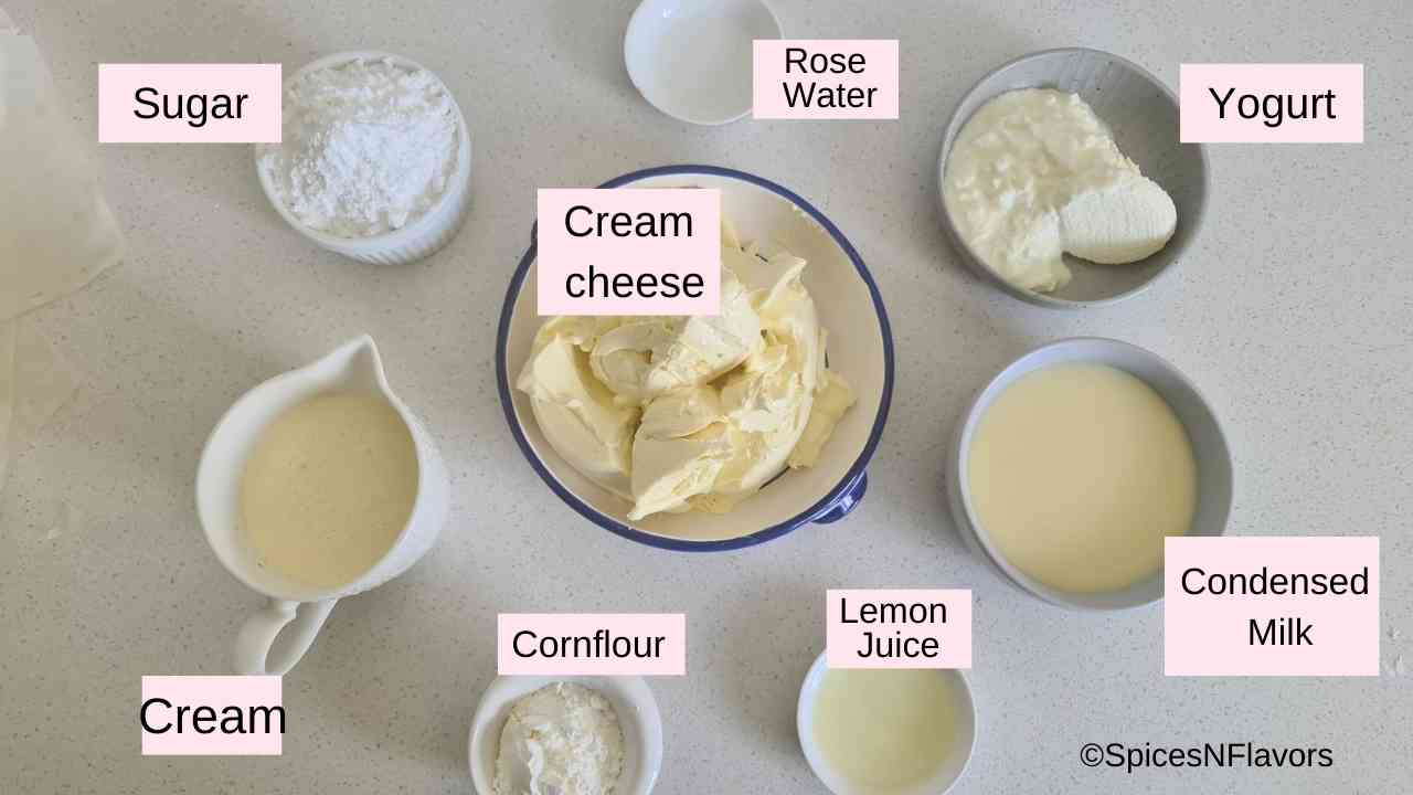 ingredients needed to make the cheesecake batter