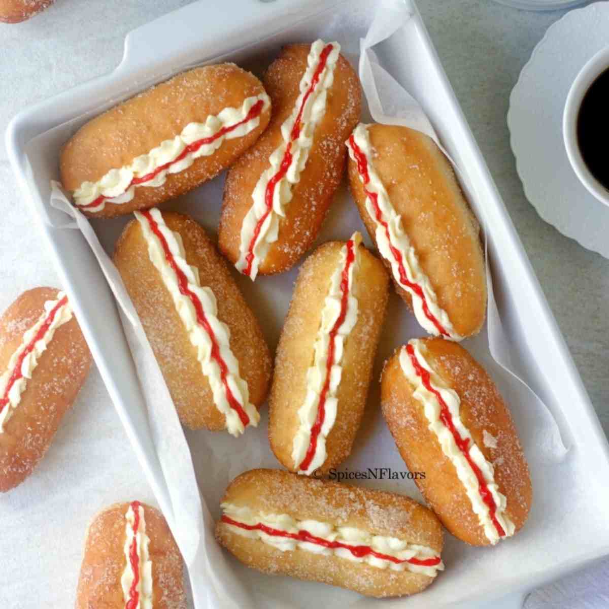 cropped up image of doughnuts in casserole for recipe card