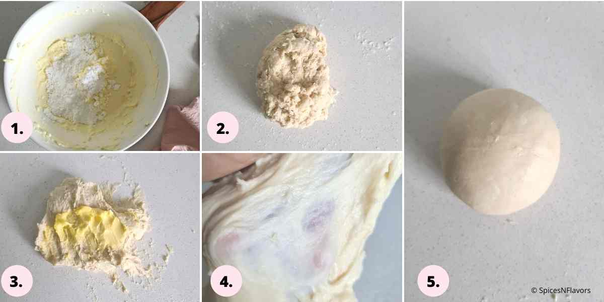 collage of steps showing how to prepare the bread dough