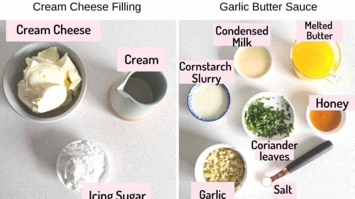 collage of images showing ingredients needed to make both the type of filling