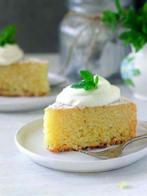 cropped up image of cake slice for recipe card