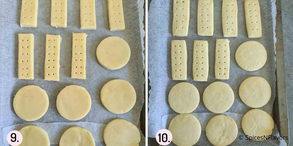 collage of steps showing the before and after baked cookies