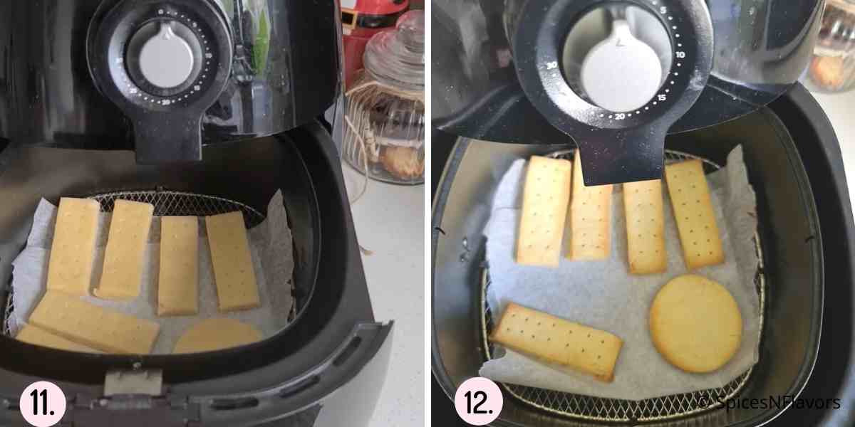 collage of steps showing how to bake in air fryer