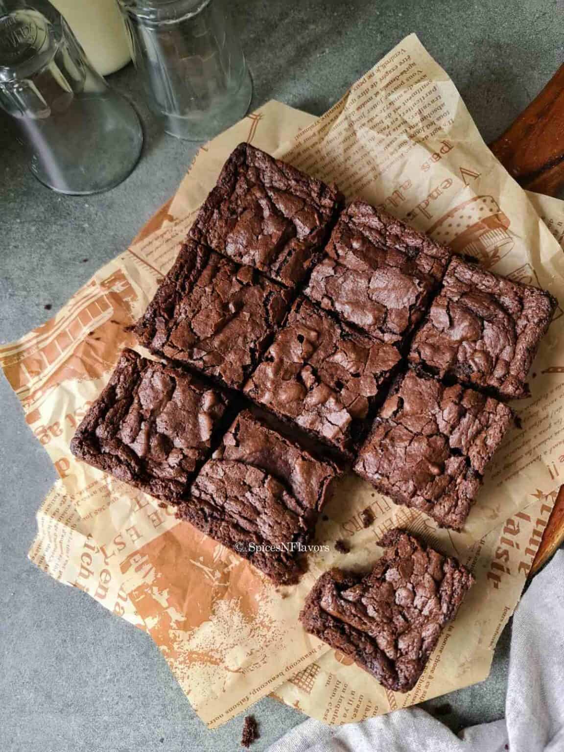 The BEST Eggless Chocolate Brownie Recipe with cocoa powder Spices N