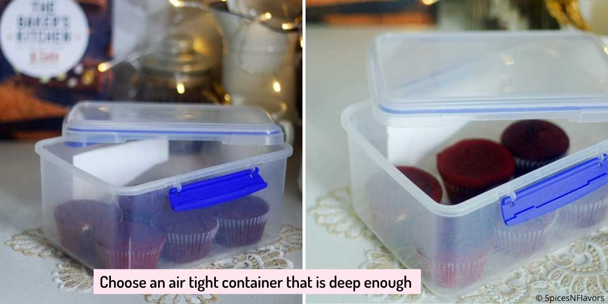 storing unfrosted cupcakes in a deep air tight container