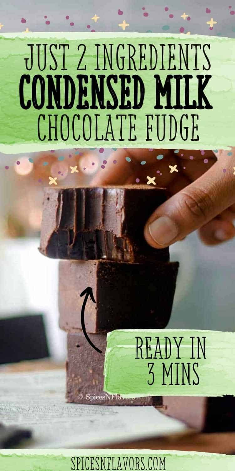 Easy Chocolate Condensed Milk Fudge Just 2 ingredient Spices N Flavors